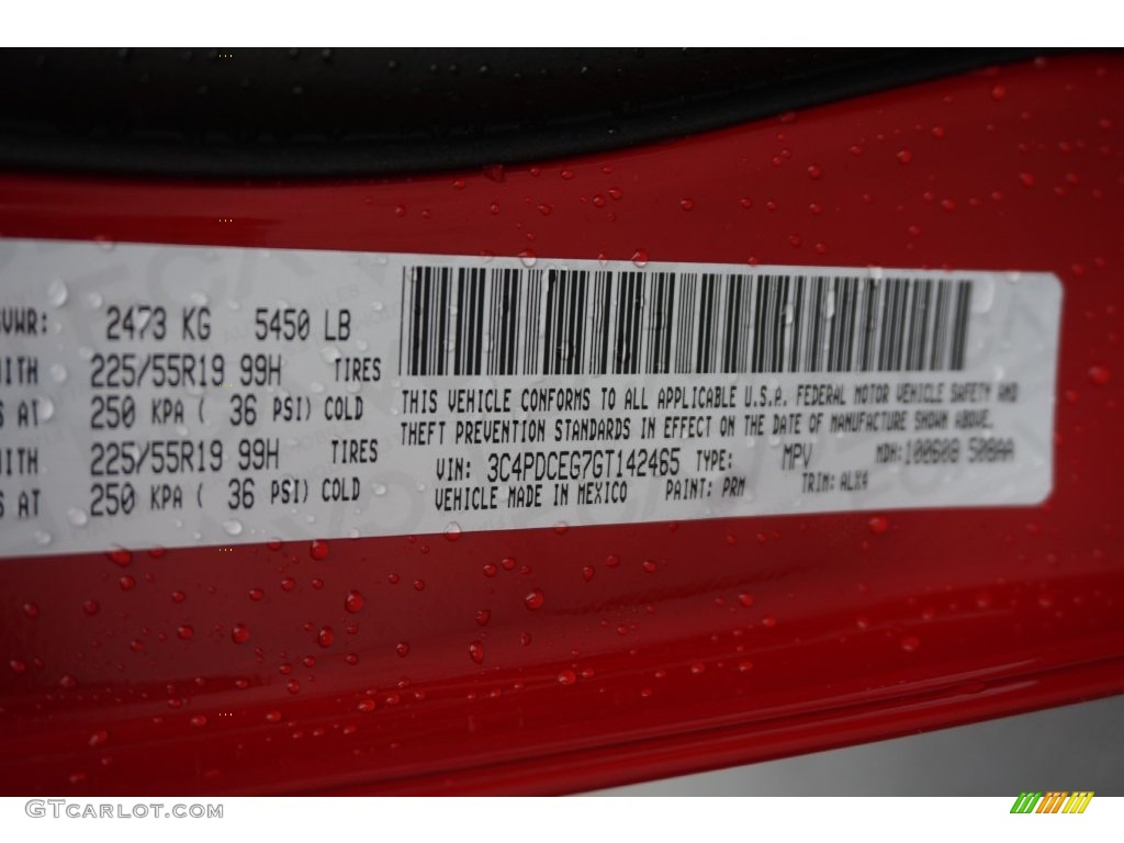 2016 Dodge Journey R/T Color Code Photos