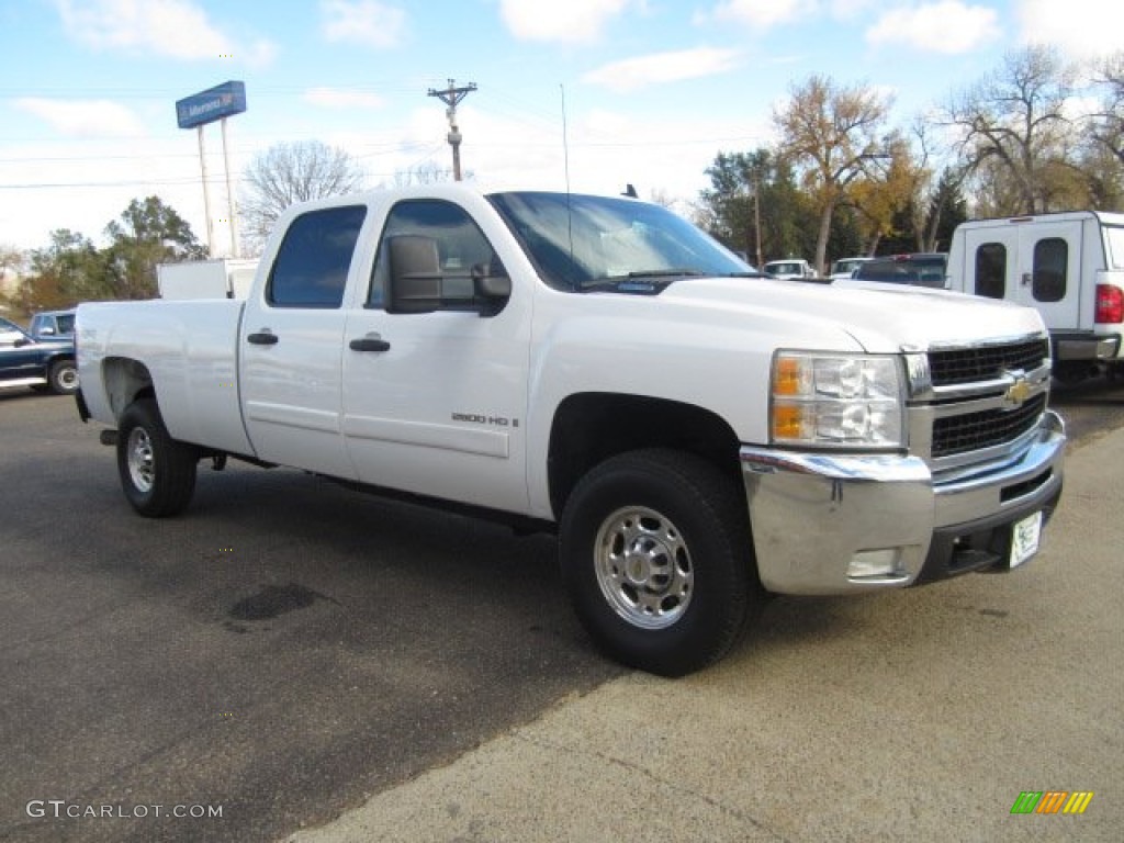 2008 Silverado 2500HD LT Crew Cab 4x4 - Summit White / Ebony Black/Light Titanium photo #2