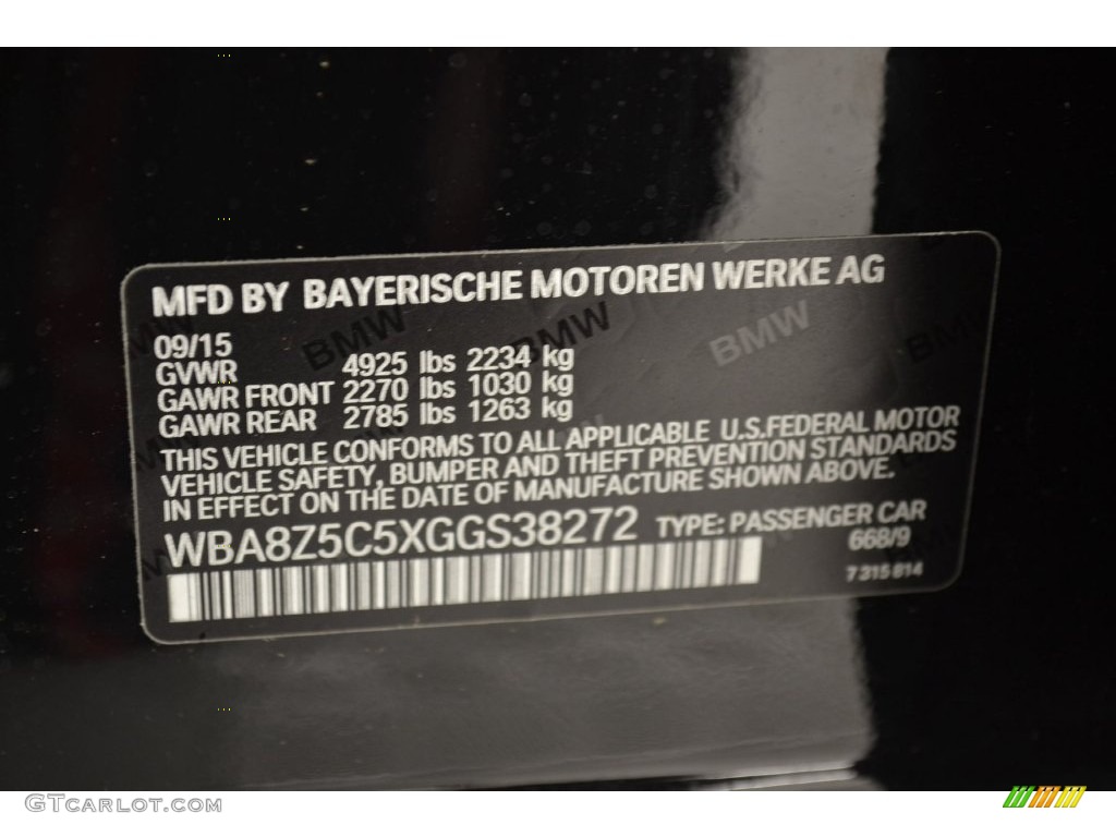 2016 3 Series Color Code 668 for Jet Black Photo #108505022