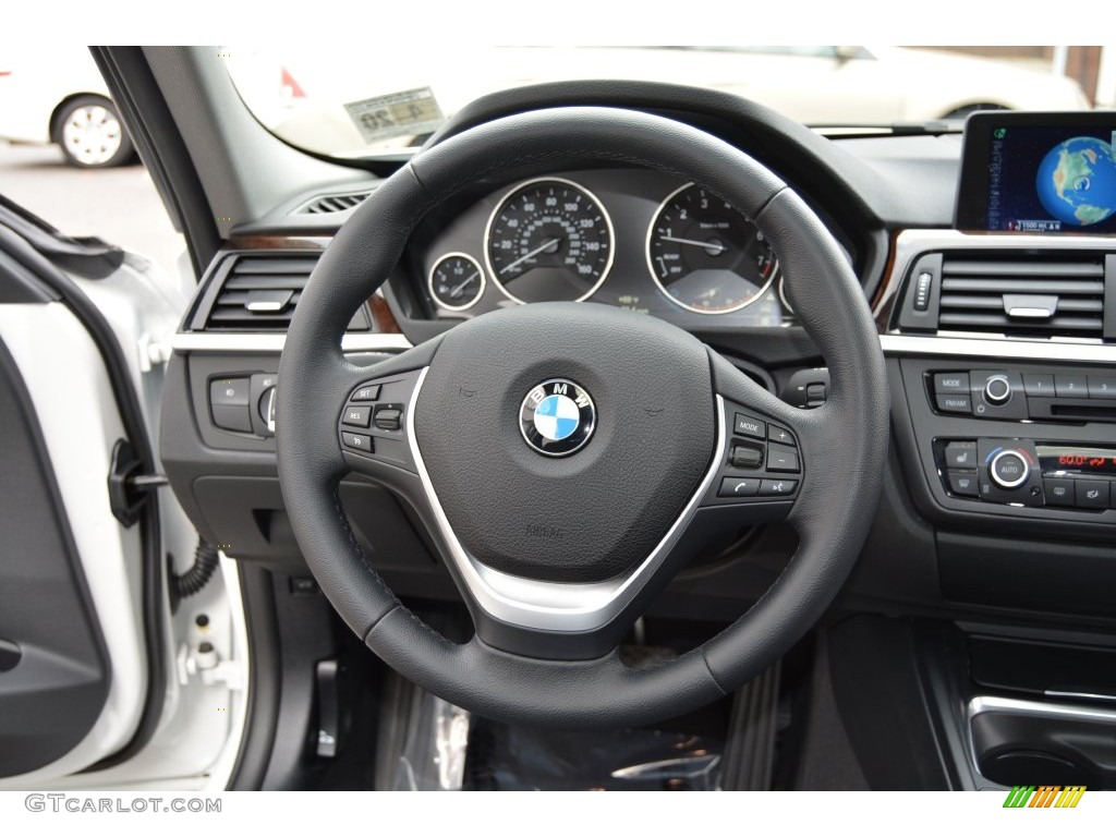 2015 BMW 3 Series 328i xDrive Sedan Black Steering Wheel Photo #108508448