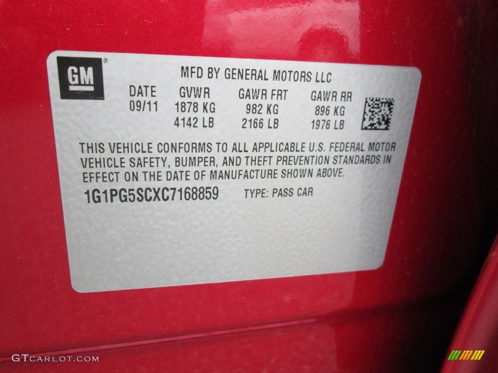 2012 Cruze LT - Crystal Red Metallic / Cocoa/Light Neutral photo #29