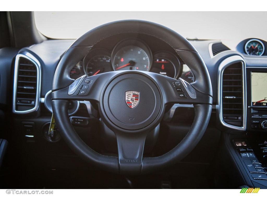 2014 Porsche Cayenne S Black Steering Wheel Photo #108521744