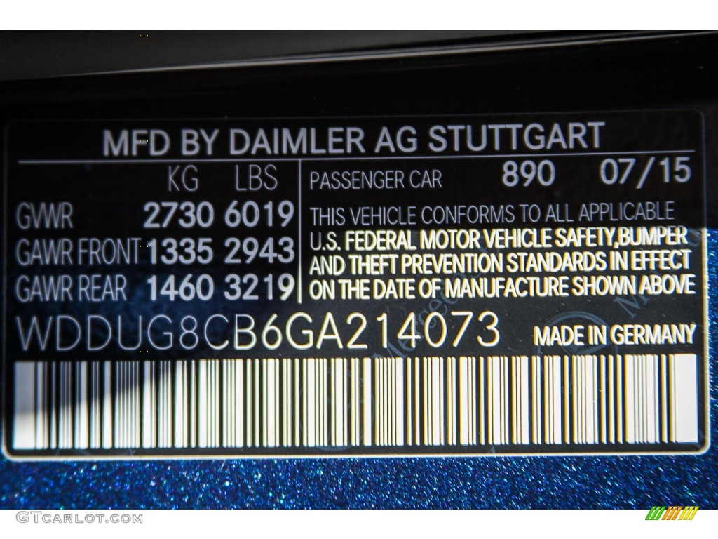 2016 S Color Code 890 for Lunar Blue Metallic Photo #108528824