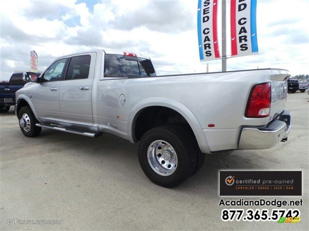 2012 Ram 3500 HD Laramie Longhorn Crew Cab 4x4 Dually - Bright Silver Metallic / Dark Slate/Russet photo #4