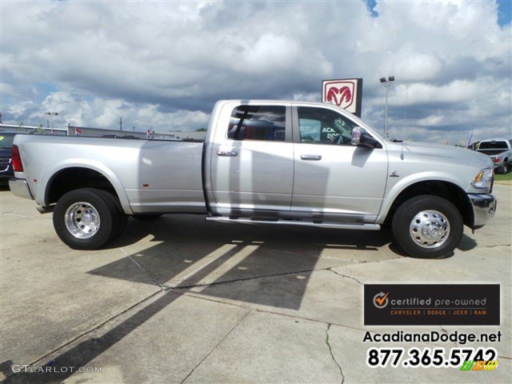 2012 Ram 3500 HD Laramie Longhorn Crew Cab 4x4 Dually - Bright Silver Metallic / Dark Slate/Russet photo #10