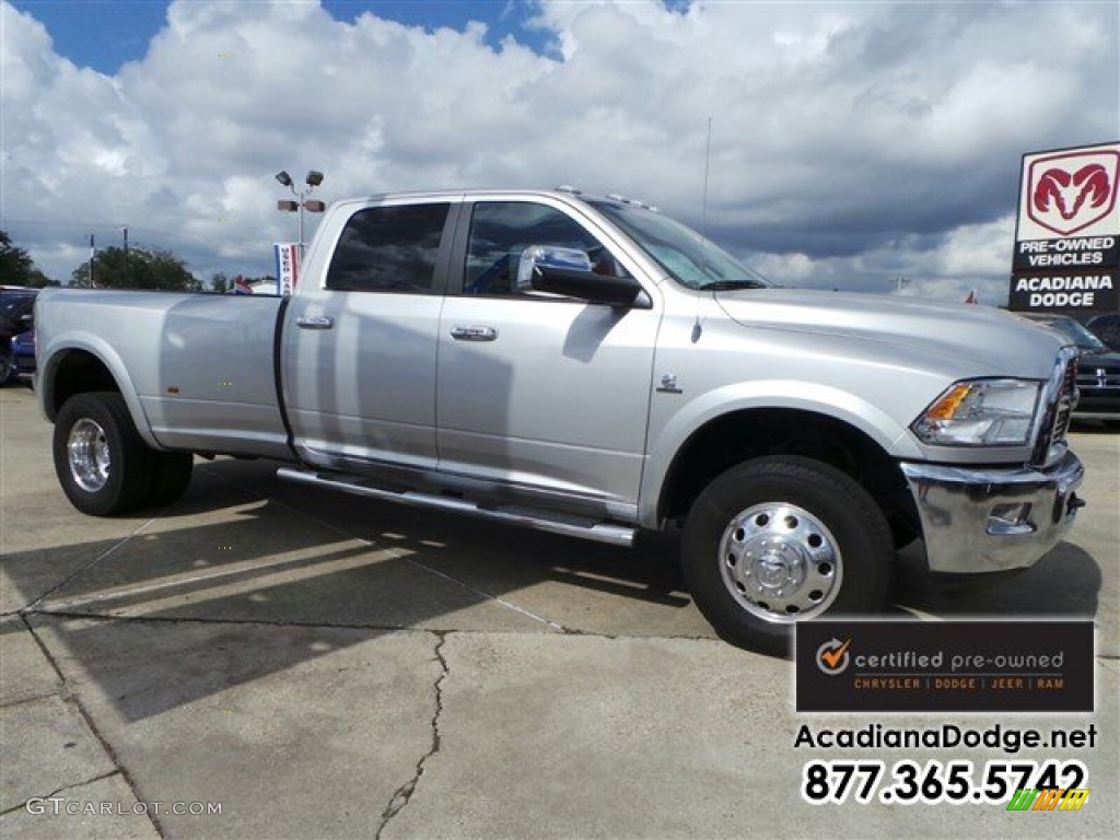 2012 Ram 3500 HD Laramie Longhorn Crew Cab 4x4 Dually - Bright Silver Metallic / Dark Slate/Russet photo #11