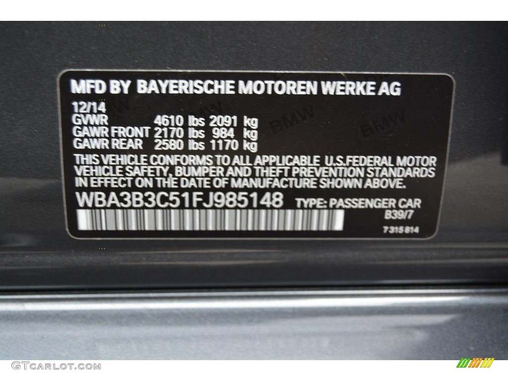 2015 3 Series 328i xDrive Sedan - Mineral Grey Metallic / Black photo #34