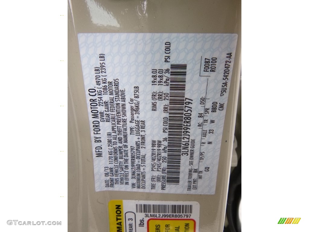 2014 MKZ Color Code BK for Platinum Dune Photo #108539393