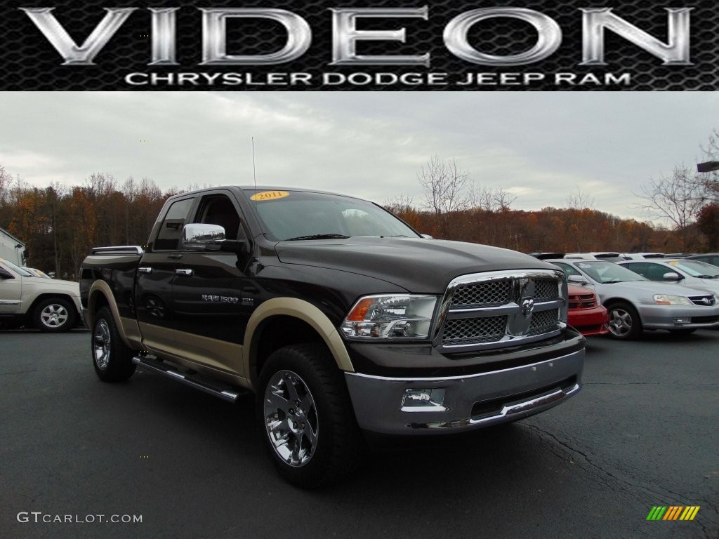 2011 Ram 1500 Laramie Quad Cab 4x4 - Rugged Brown Pearl / Light Pebble Beige/Bark Brown photo #1