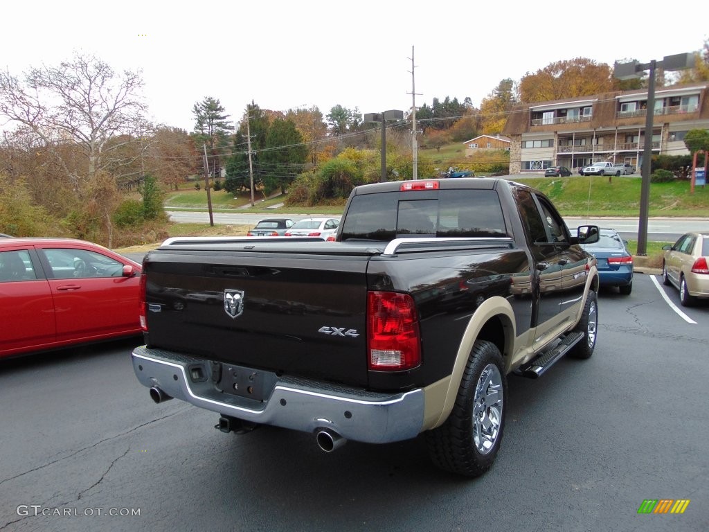 2011 Ram 1500 Laramie Quad Cab 4x4 - Rugged Brown Pearl / Light Pebble Beige/Bark Brown photo #3