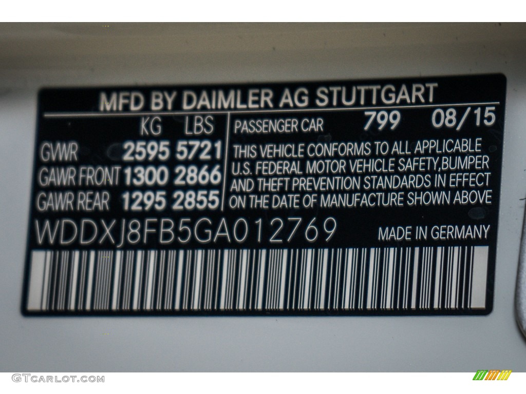 2016 S Color Code 799 for designo Diamond White Metallic Photo #108544784