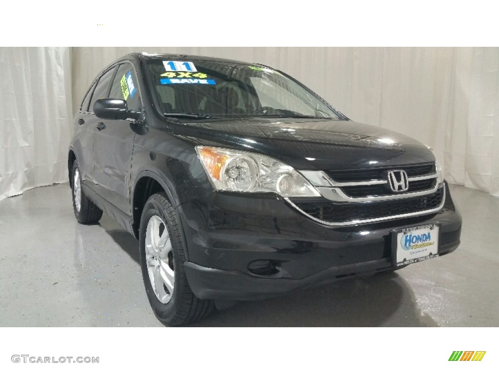 2011 CR-V EX 4WD - Crystal Black Pearl / Black photo #3