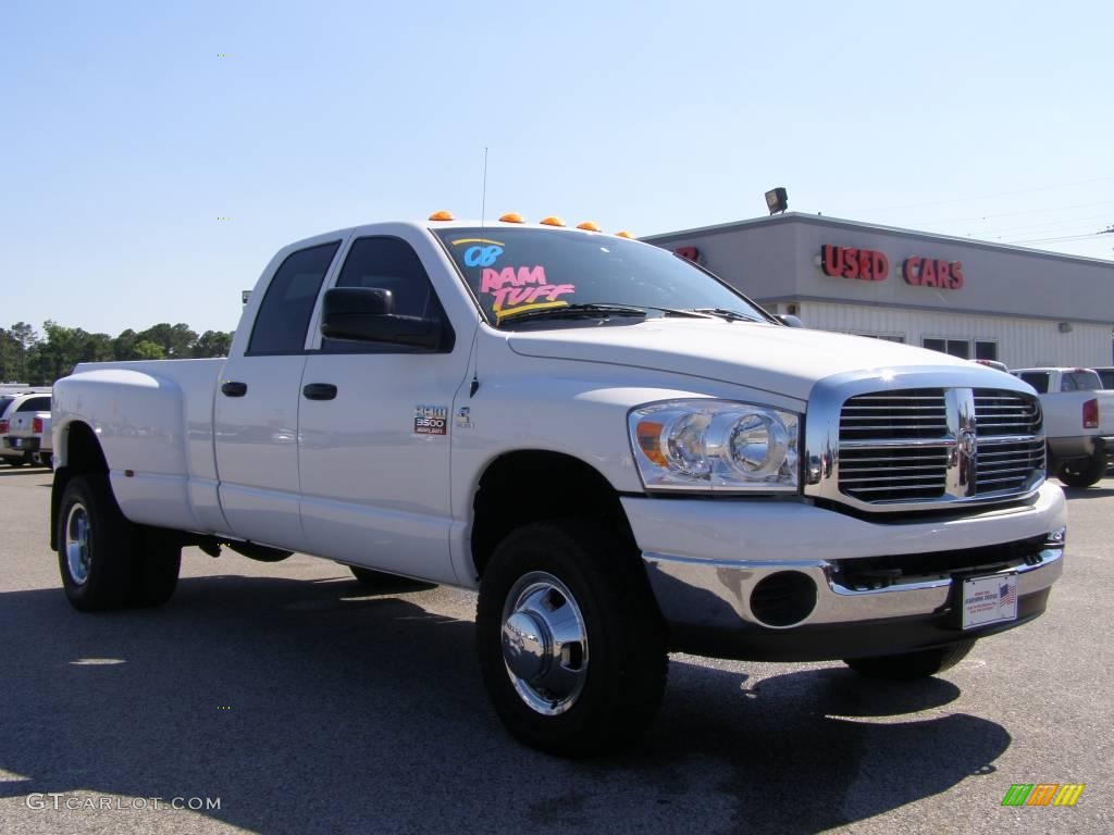 2008 Ram 3500 Lone Star Quad Cab 4x4 Dually - Bright White / Medium Slate Gray photo #1