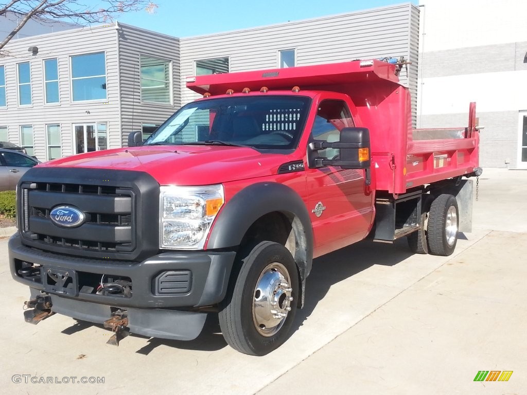 2011 F550 Super Duty XL Regular Cab 4x4 Dump Truck - Vermillion Red / Steel Grey photo #3