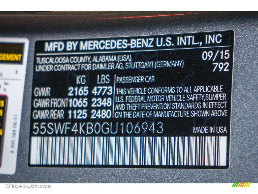 2016 C Color Code 792 for Palladium Silver Metallic Photo #108590125