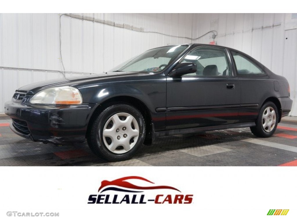 1998 Civic EX Coupe - Flamenco Black Pearl / Gray photo #1