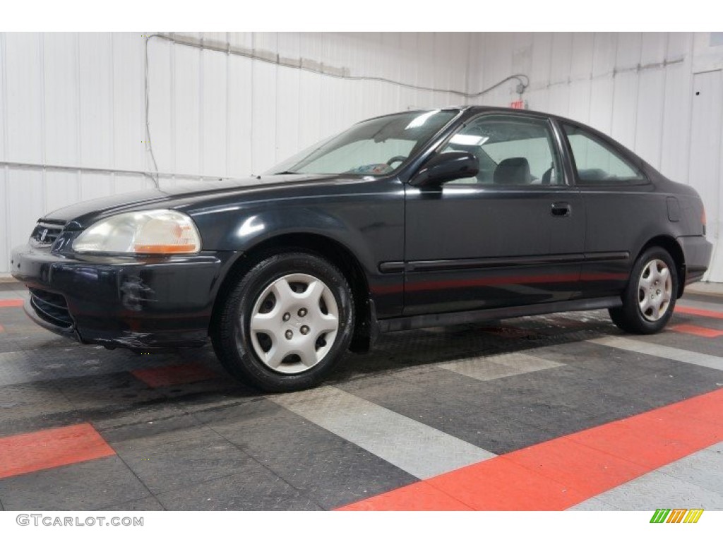 1998 Civic EX Coupe - Flamenco Black Pearl / Gray photo #2