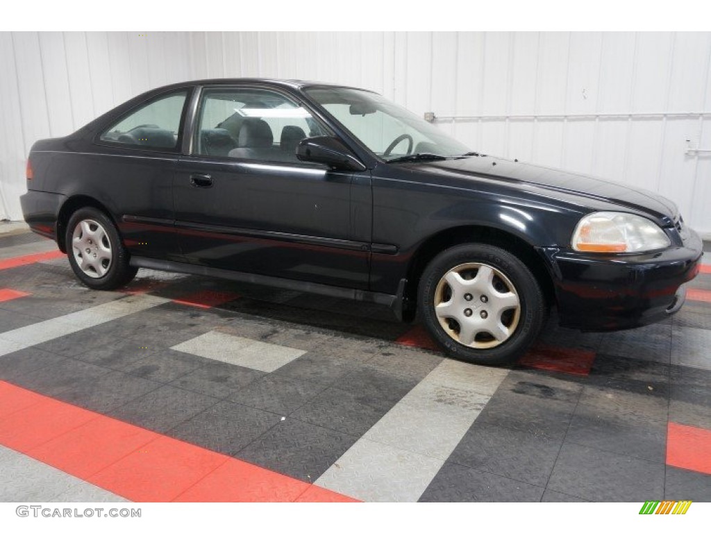 1998 Civic EX Coupe - Flamenco Black Pearl / Gray photo #6
