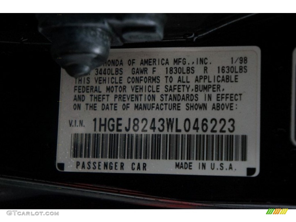1998 Civic EX Coupe - Flamenco Black Pearl / Gray photo #15