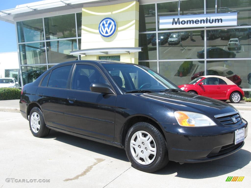 2002 Civic LX Sedan - Nighthawk Black Pearl / Gray photo #21