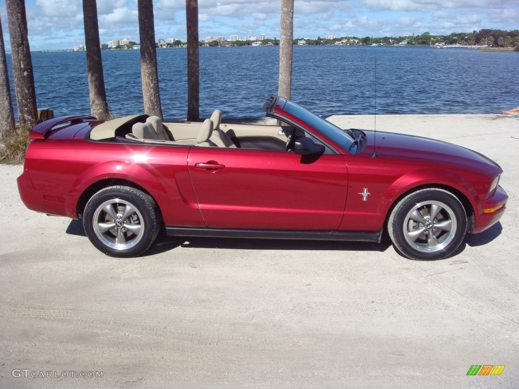2006 Mustang V6 Premium Convertible - Redfire Metallic / Light Parchment photo #8