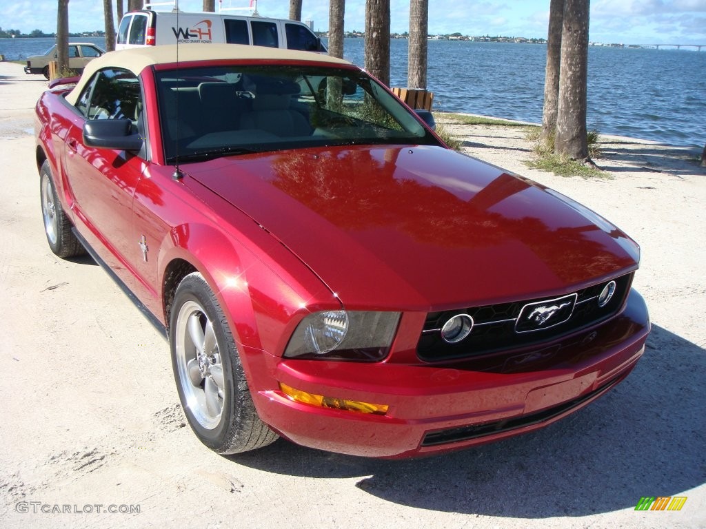 2006 Mustang V6 Premium Convertible - Redfire Metallic / Light Parchment photo #22