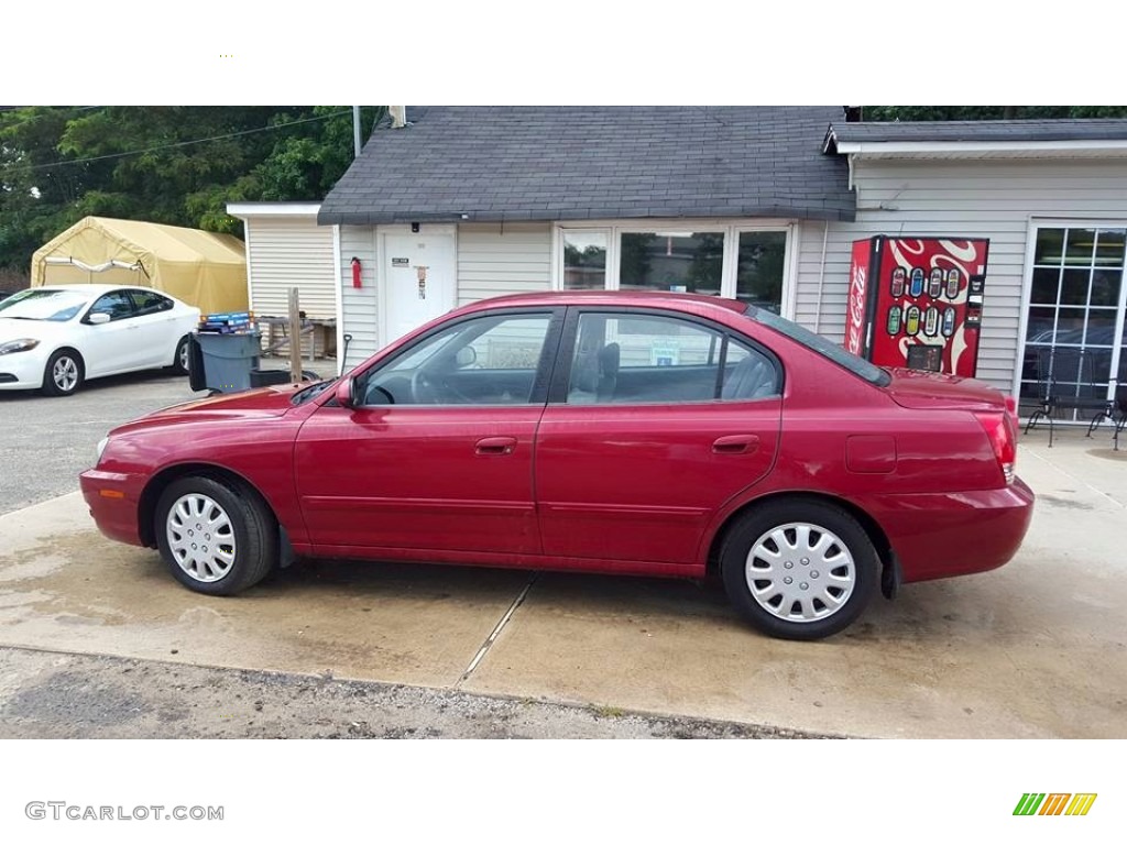 2005 Elantra GLS Sedan - Electric Red Metallic / Gray photo #3