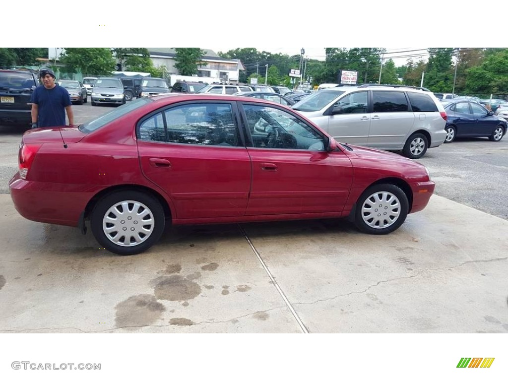2005 Elantra GLS Sedan - Electric Red Metallic / Gray photo #7