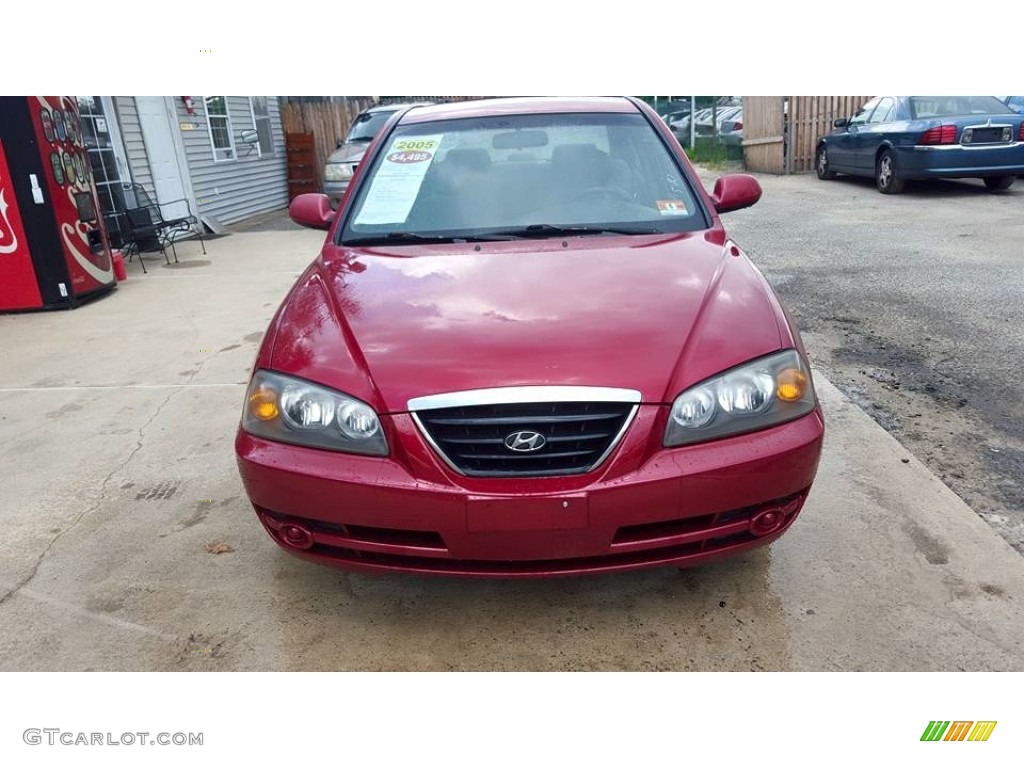 2005 Elantra GLS Sedan - Electric Red Metallic / Gray photo #9