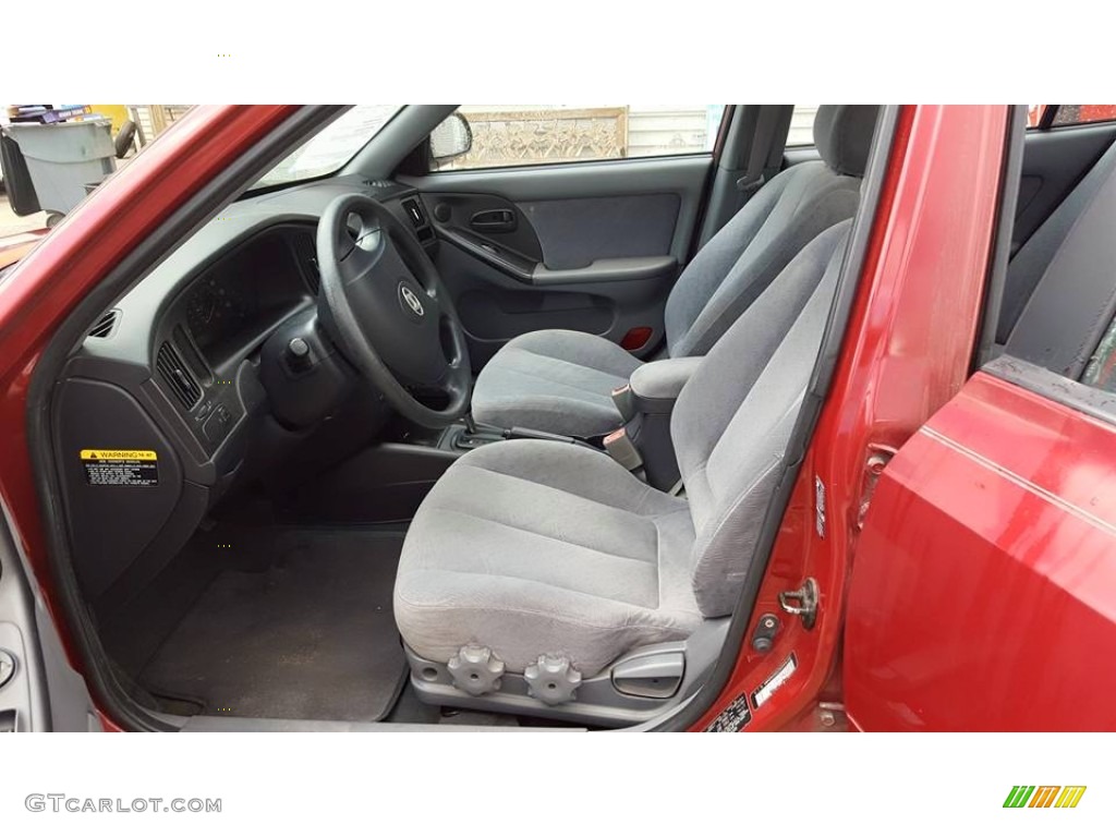 2005 Elantra GLS Sedan - Electric Red Metallic / Gray photo #12