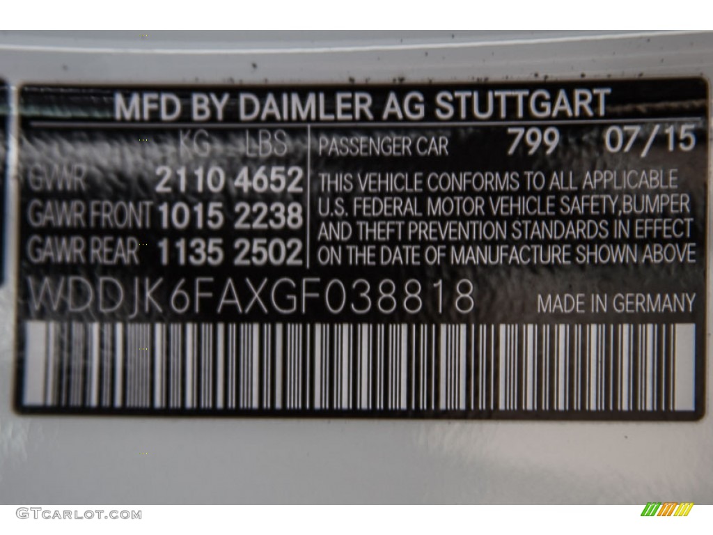 2016 SL Color Code 799 for designo Diamond White Metallic Photo #108623051
