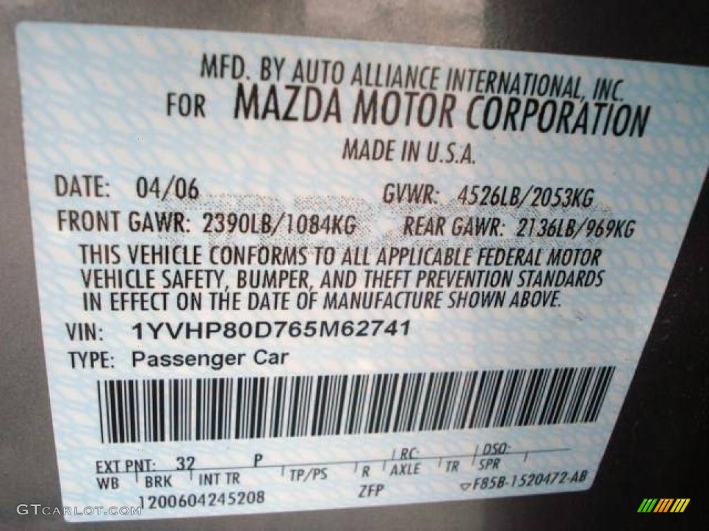 2006 MAZDA6 s Sedan - Tungsten Gray Metallic / Gray photo #17