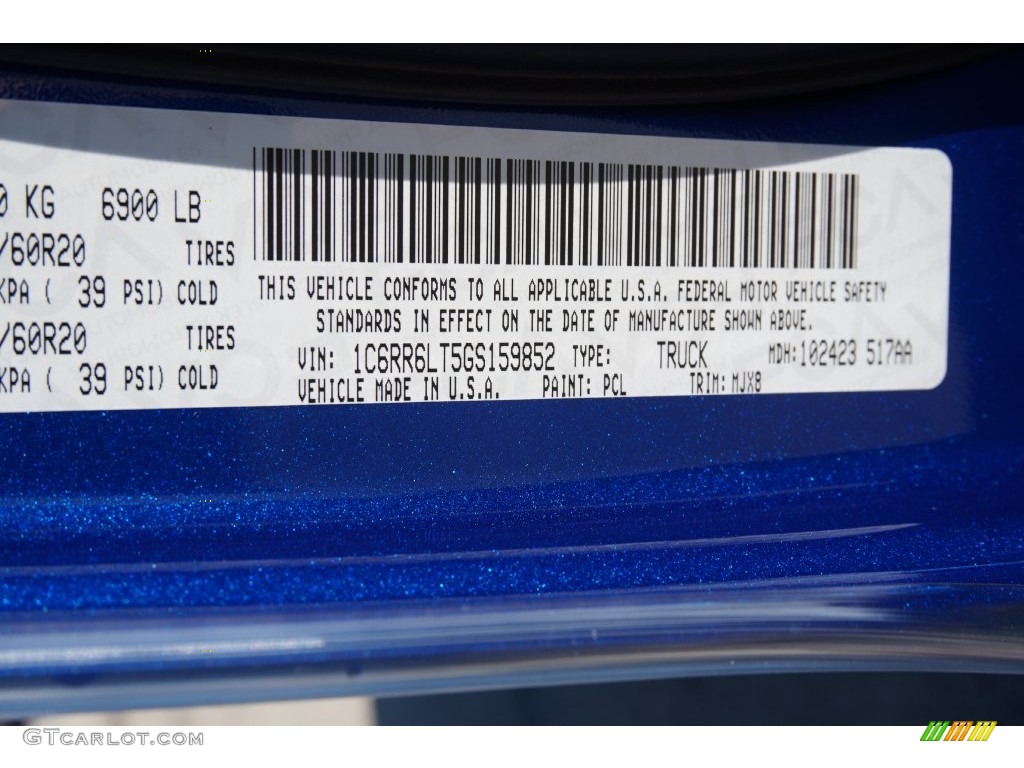 2016 1500 Color Code PCL for Blue Streak Pearl Photo #108640928