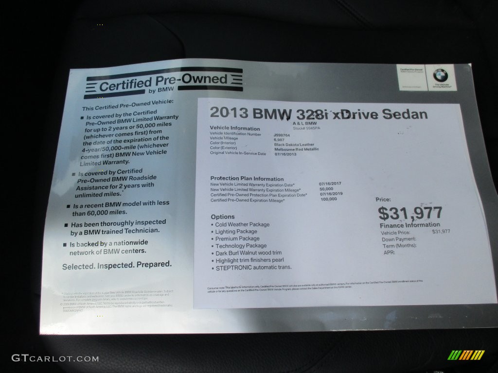 2013 3 Series 328i xDrive Sedan - Melbourne Red Metallic / Black photo #10