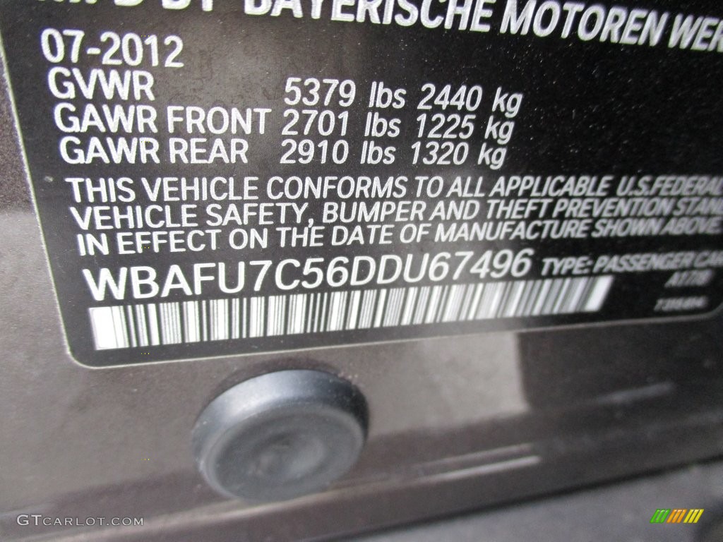 2013 BMW 5 Series 535i xDrive Sedan Color Code Photos