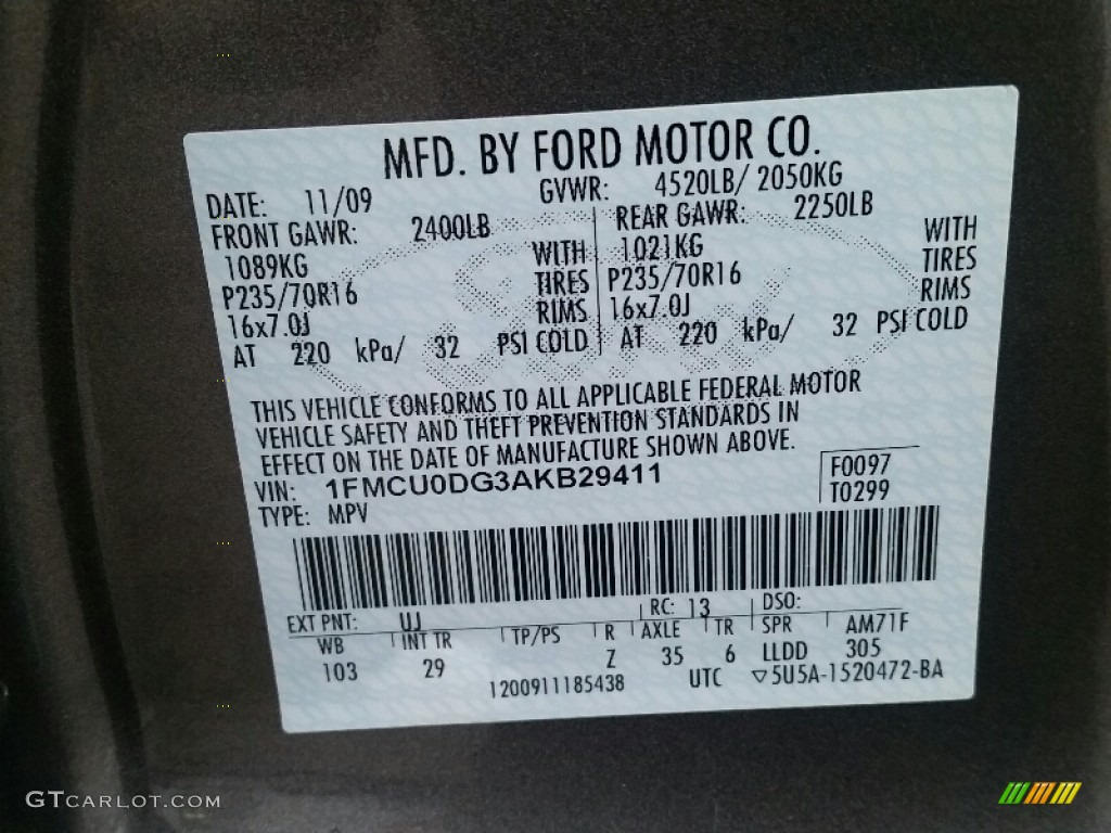 2010 Escape XLT V6 - Sterling Grey Metallic / Charcoal Black photo #16