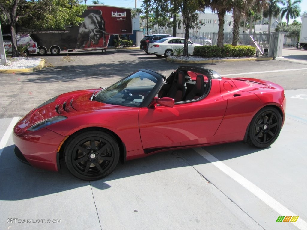 Radiant Red Tesla Roadster