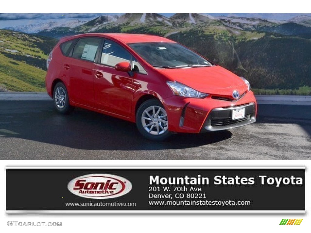 2016 Prius v Three - Absolutely Red / Black photo #1
