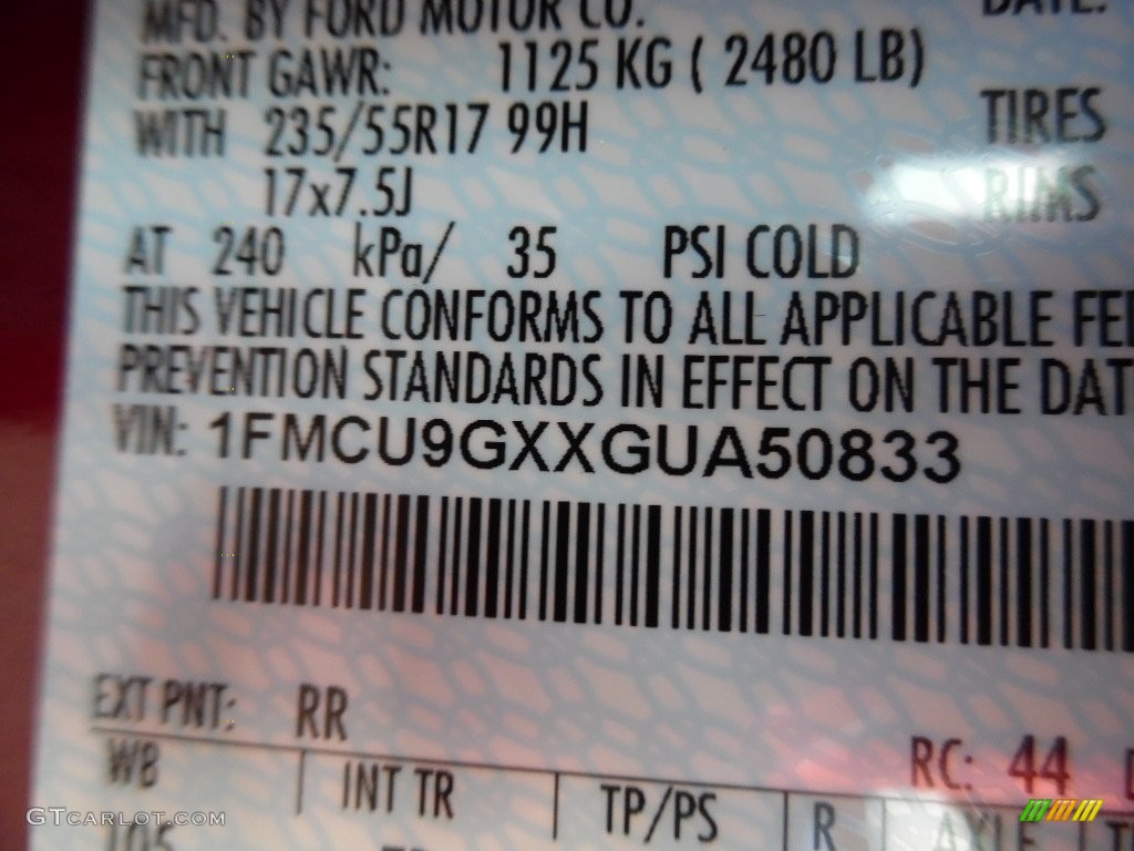 2016 Escape SE 4WD - Ruby Red Metallic / Charcoal Black photo #16