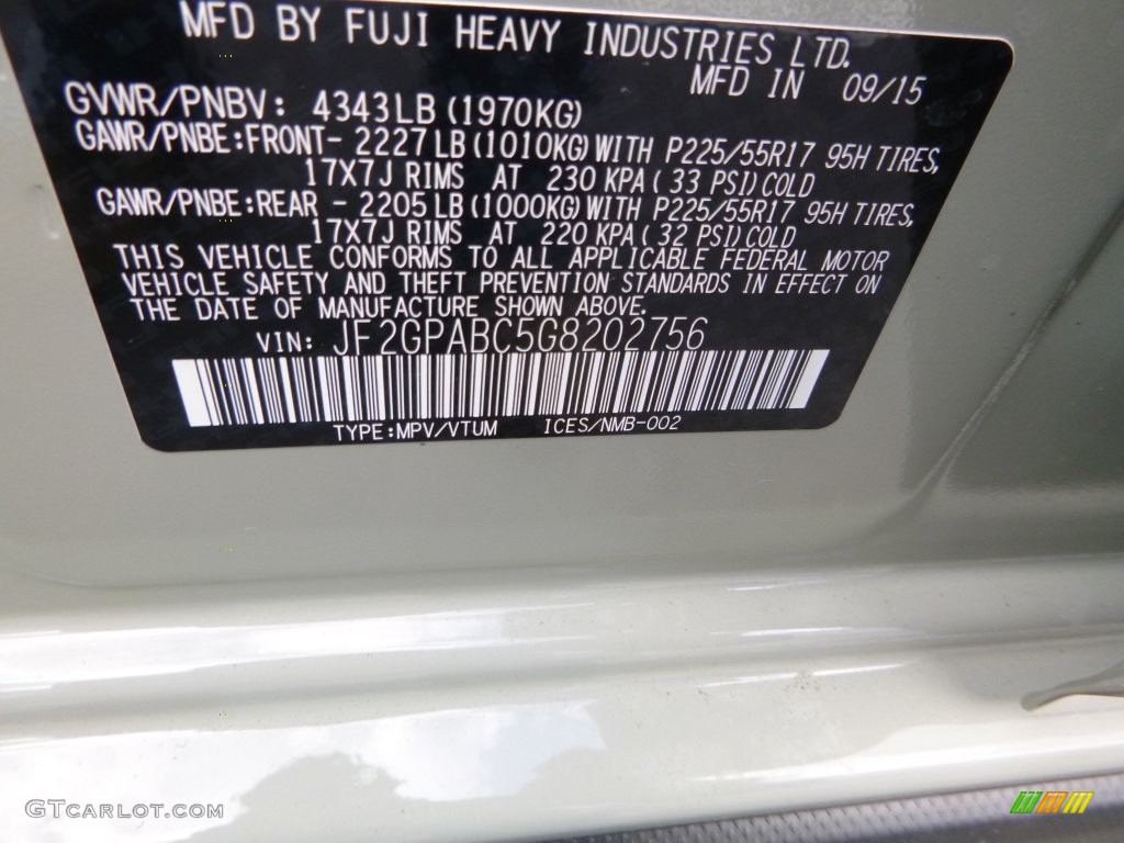 2016 Crosstrek 2.0i Premium - Desert Khaki / Black photo #13