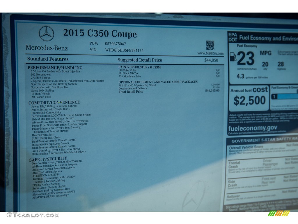 2015 Mercedes-Benz C 350 Coupe Window Sticker Photos
