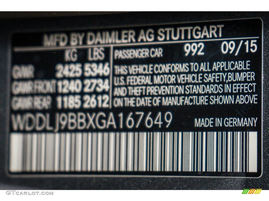 2016 Mercedes-Benz CLS 550 4Matic Coupe Color Code Photos