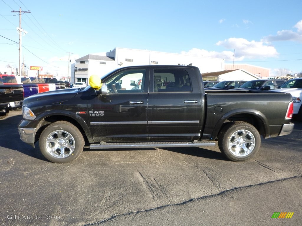 2016 1500 Laramie Crew Cab 4x4 - Brilliant Black Crystal Pearl / Canyon Brown/Light Frost Beige photo #3