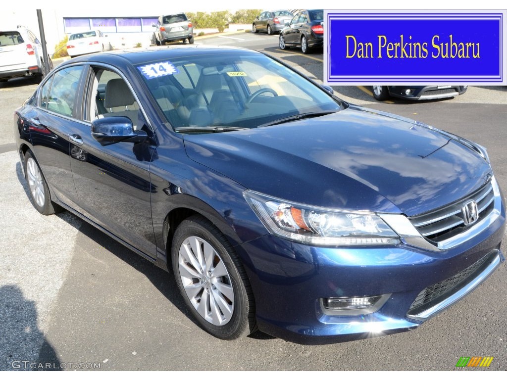 2014 Accord EX Sedan - Obsidian Blue Pearl / Gray photo #1