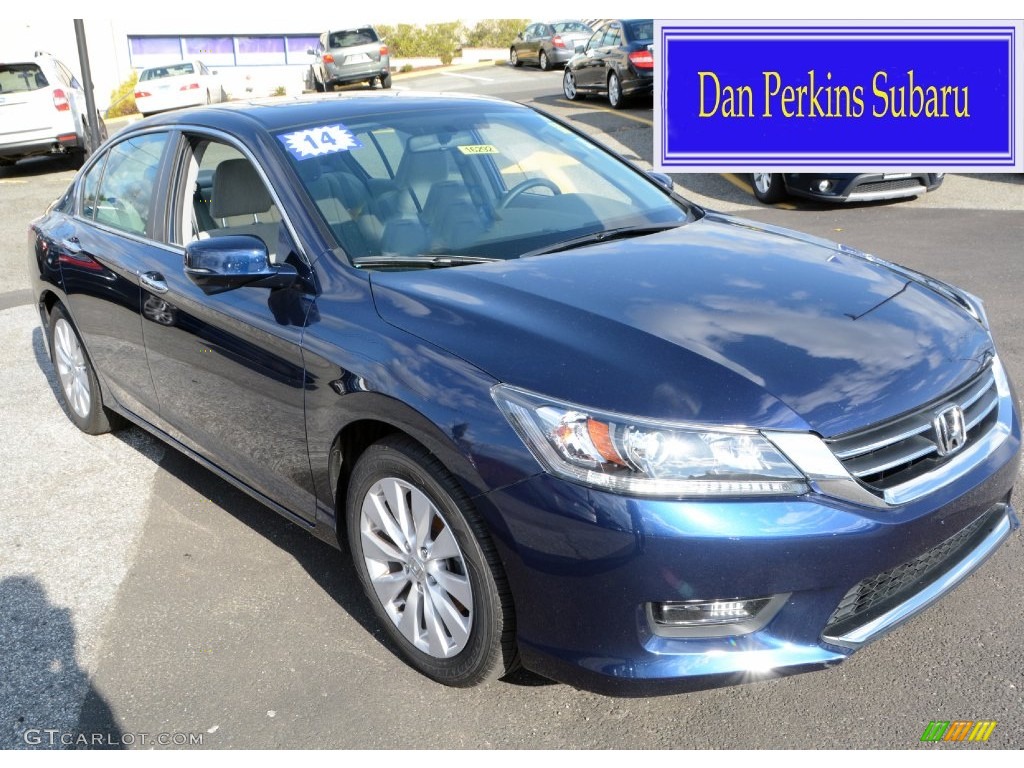 2014 Accord EX Sedan - Obsidian Blue Pearl / Gray photo #1