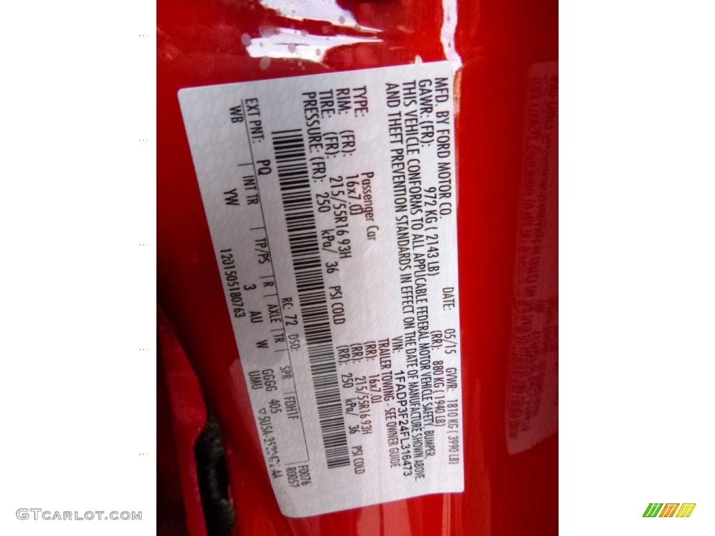 2015 Focus Color Code PQ for Race Red Photo #108726201