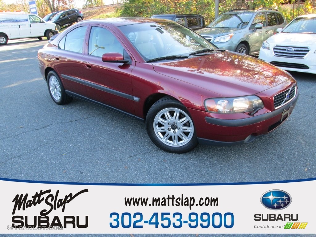2004 S60 2.5T - Ruby Red Metallic / Taupe/Light Taupe photo #1