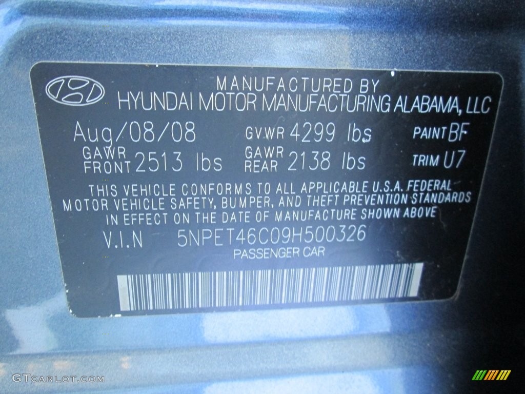 2009 Sonata GLS - Slate Blue / Gray photo #28