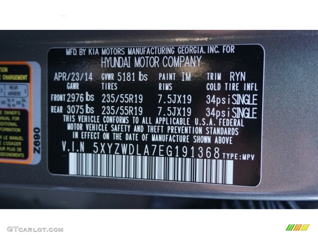 2014 Santa Fe Sport Color Code IM for Mineral Gray Photo #108739436