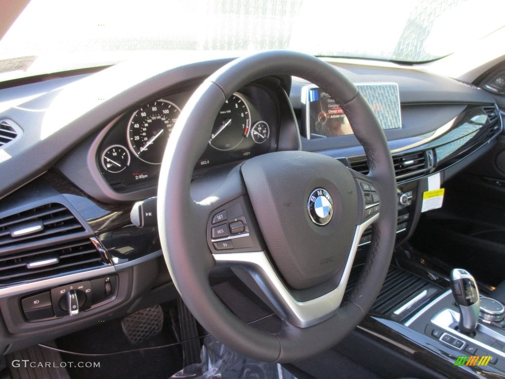 2016 BMW X5 xDrive40e Black Steering Wheel Photo #108739628